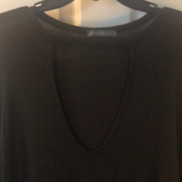 Open Neck Chocolate Soft Long Sleeve Top - Picture 2 of 3